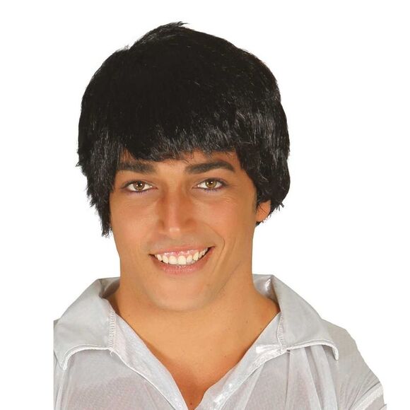 Fiestas Guirca Mens 80s Wig / Black - Picture 1 of 2